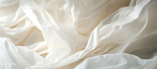 Poster - White fabric texture with soft folds and natural wrinkles suitable for background use and design applications Copy Space