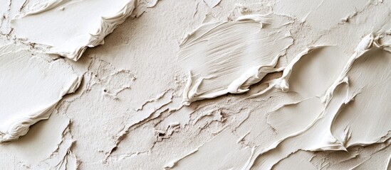 Poster - Textured surface of beige wall with creamy plaster and uneven strokes providing depth and dimension Copy Space
