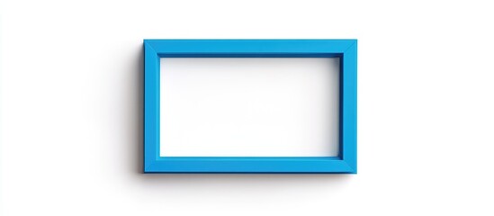 Poster - Blue rectangular picture frame on white background with shadow and copy space