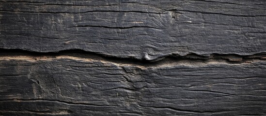 Poster - Close-up of cracked aged dark wooden surface with prominent texture and grain patterns