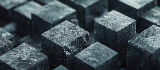 Poster - Abstract Close-Up of Textured Black Cubes Forming a Geometric Pattern