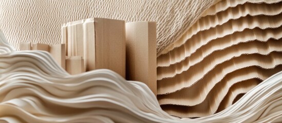 Poster - abstract wooden structures with layered organic patterns in neutral tones for textured background wi