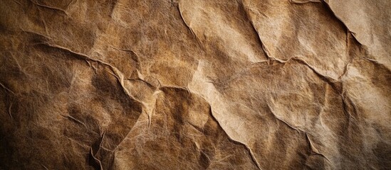 Poster - Wrinkled brown textured leather background with natural creases and shadows, ideal for designs and materials.