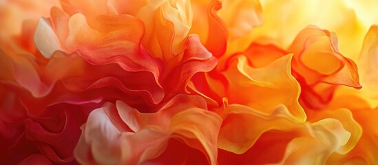 Poster - abstract flowing fabric texture in vibrant orange and yellow hues with soft light effects