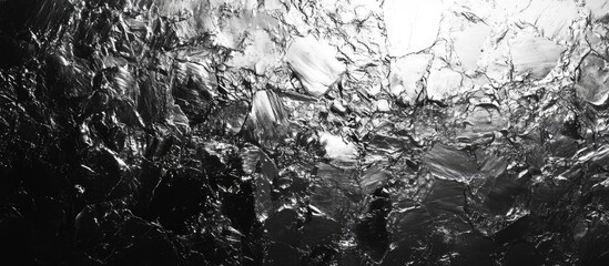 Poster - Abstract black and white image of crumpled and shiny surface texture