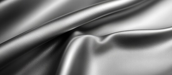 Poster - Smooth flowing grey silk fabric texture with soft folds and subtle shine