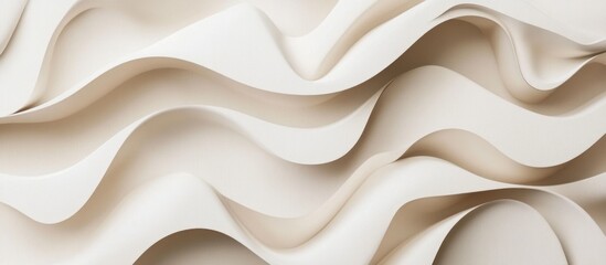 Poster - Abstract folded beige paper waves background with texture.