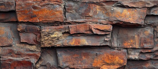 Poster - Rusted metal texture with layered appearance in shades of orange and brown