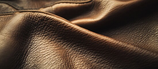 Poster - Close-up of dark brown leather texture with folds and shadows