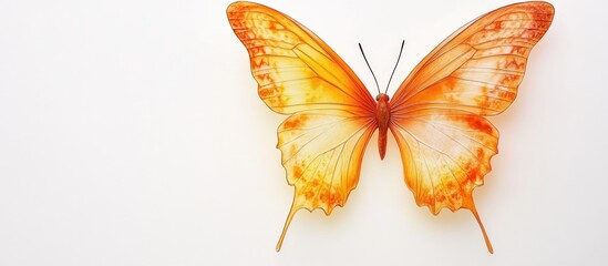 Wall Mural - orange butterfly with detailed wing patterns on white background
