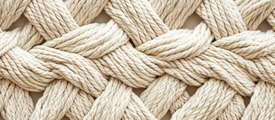 Poster - Close-up of intricate rope weave pattern made of beige cord