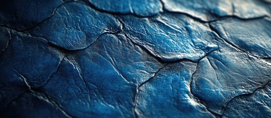 Poster - Blue textured surface resembling reptile skin with detailed patterns and lighting effects.