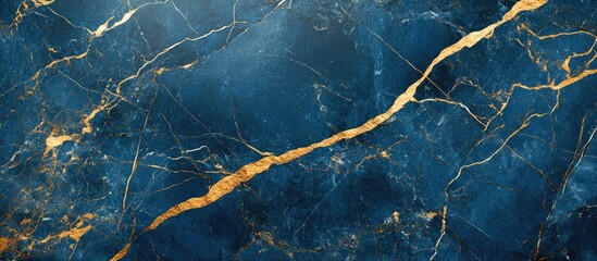 Poster - blue marble texture with gold veins and natural patterns, horizontal orientation, high-resolution de
