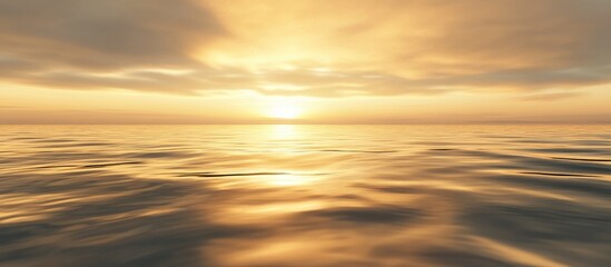 Poster - Golden Sunset Over Calm Ocean Waters with Dramatic Sky and Reflections
