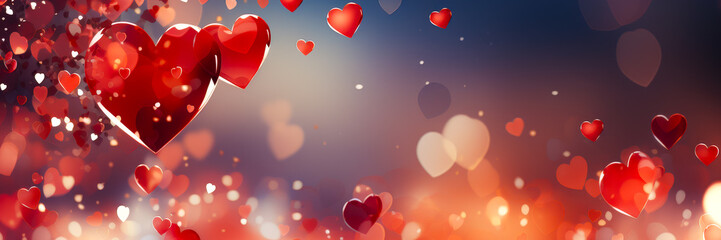 Leinwandbilder - Floating hearts create a romantic atmosphere during a celebration of love