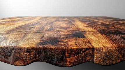Poster - Close-up of a polished wooden tabletop with natural grain patterns