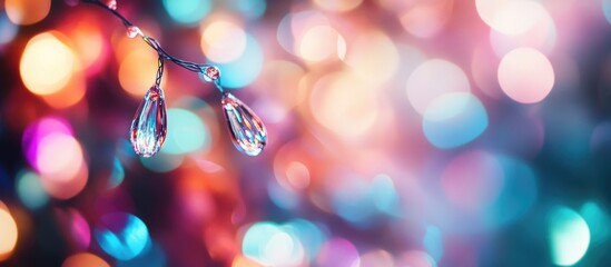 Poster - Colorful Bokeh Lights with Water Droplets and Copy Space