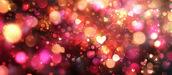 Poster - Abstract Bokeh Heart Lights Background with Vibrant Red and Pink Tones