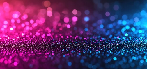 Poster - colorful bokeh background with shimmering lights in pink and blue hues.