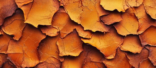 Poster - Close-up of overlapping dry orange and brown leaves pattern texture