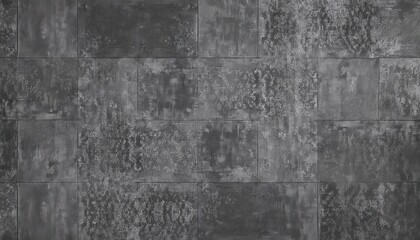 Aufkleber - distressed concrete wall pattern with ornate detailing, grey color tones, industrial, textured tile design