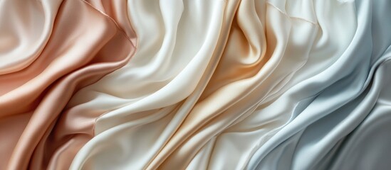 Poster - Flowing Multicolored Silk Fabrics Abstract Background with Soft Curves and Texture