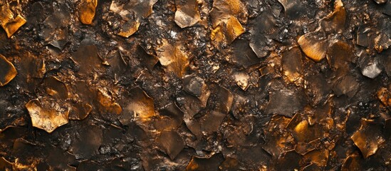 Aufkleber - Textured abstract background with gold and black metallic tones and irregular surface patterns