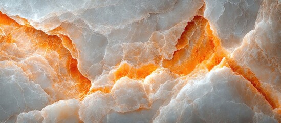 Poster - Close-up of translucent onyx stone texture with orange veining patterns