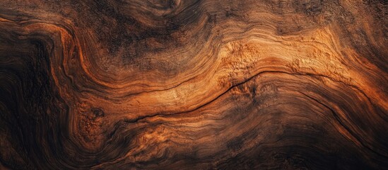Poster - Close-up of natural wood texture with rich grain patterns and swirls in warm brown tones