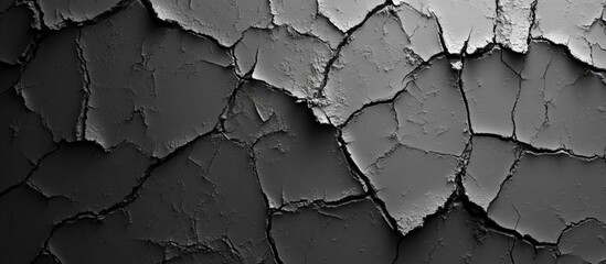 Poster - Cracked Black and White Textured Surface with Abstract Pattern