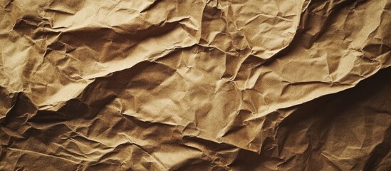 Poster - Wrinkled brown kraft paper texture background with copy space