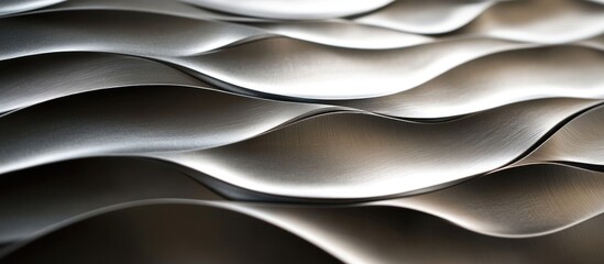 Poster - Abstract metallic wave pattern texture with smooth curved surfaces and gradient lighting effects