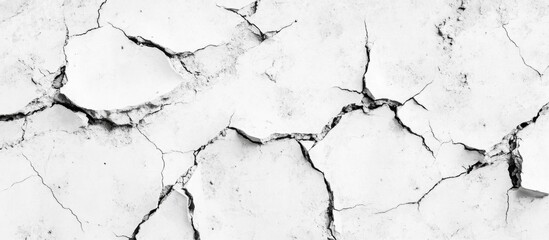 Poster - Cracked white marble texture background with black lines and strong contrast