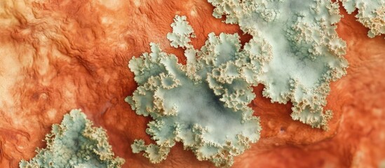 Poster - Abstract textured fractal pattern in orange and teal tones resembling coral or microscopic organisms