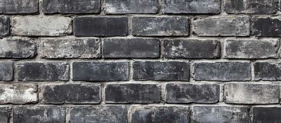 Poster - Weathered black brick wall texture with uneven surface and visible mortar joints, horizontal orientation.