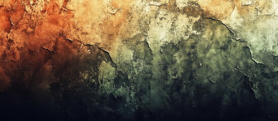 Poster - Abstract grunge textured wall with gradient from warm to dark tones