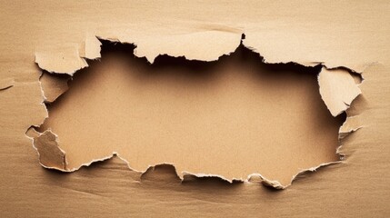 Poster - Torn Brown Paper with Large Hole and Textured Edges and Copy Space