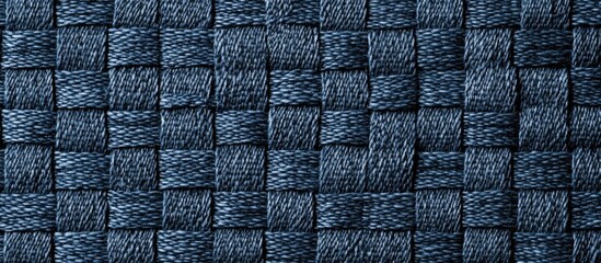 Poster - Dark blue woven textile texture pattern background with detailed fiber structure