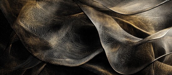 Poster - Abstract flowing textured fabric with metallic sheen and soft folds