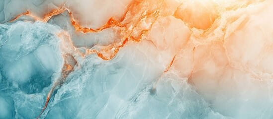 Poster - Abstract marble texture with orange and blue hues blending seamlessly