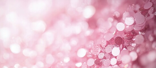 Aufkleber - Abstract pink glitter bokeh background with circular light spots and soft focus