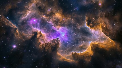 Wall Mural - mesmerizing deep space vista with swirling purple and turquoise nebulae, brilliant stars, and lumino