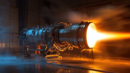 Poster - aerospace engineers testing propulsion systems for commercial and space travel.