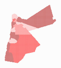 Poster - jordan dotted map. digital style map of the country on a white background. jordan shape with square 