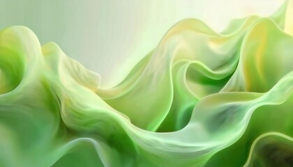 Poster - soft flowing green abstract texture with gradient waves and delicate lines, modern design for background or digital art