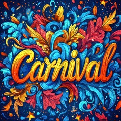 Wall Mural - Carnival celebration with colorful balloons, fireworks, confetti, and festive decorations on a dark background Generative AI