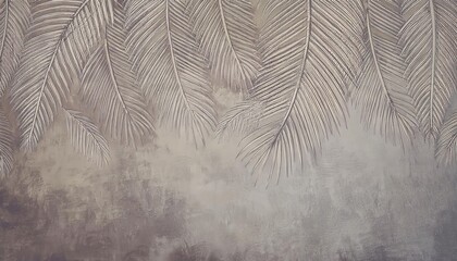 Aufkleber - textured palm leaf drawing with subtle earth tones and artistic details for interior decor or wall art design