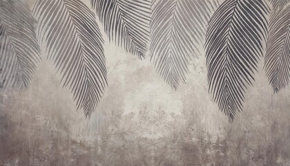 Leinwandbilder - textured palm leaf drawing with subtle earth tones and artistic details for interior decor or wall art design