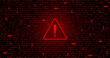 © Shalitha Ranathunge - red binary numbers falling matrix corrupted data with hazard sign to warning or danger about cyber attack or hacking network