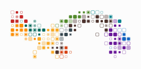 Poster - panama, shape of the country build of colored cells. digital style map of the panama on white backgr